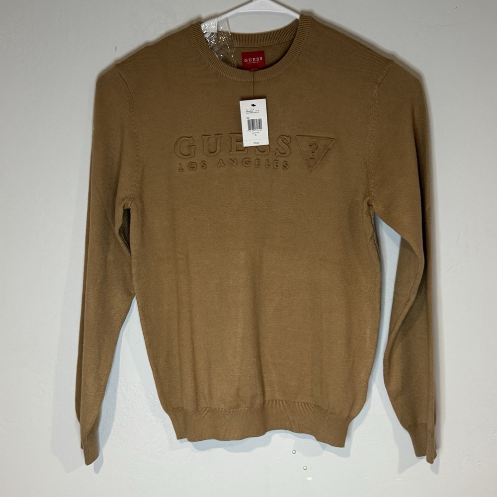 Guess Los Angeles Tero Emboss Sweater Size XL Toasted Taupe